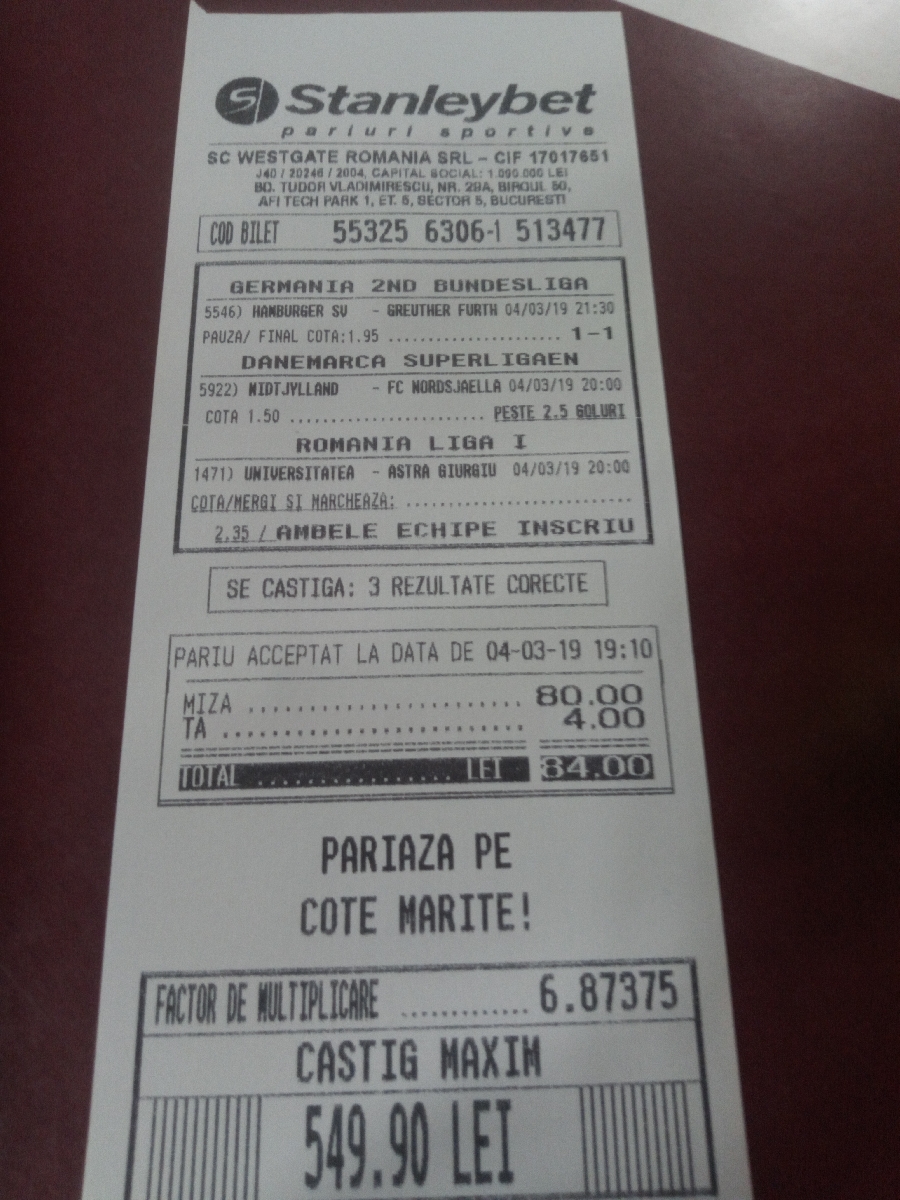 Hamburger, Midijlland si Craiova - cota @6,87