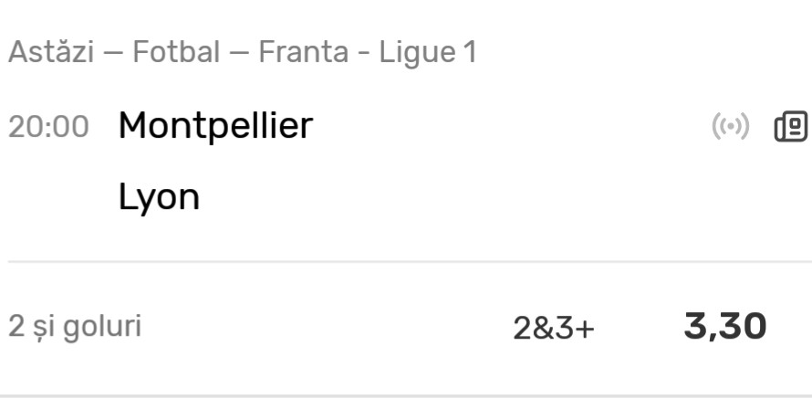 Victorie Lyon si peste 2,5 goluri - cota @3,3